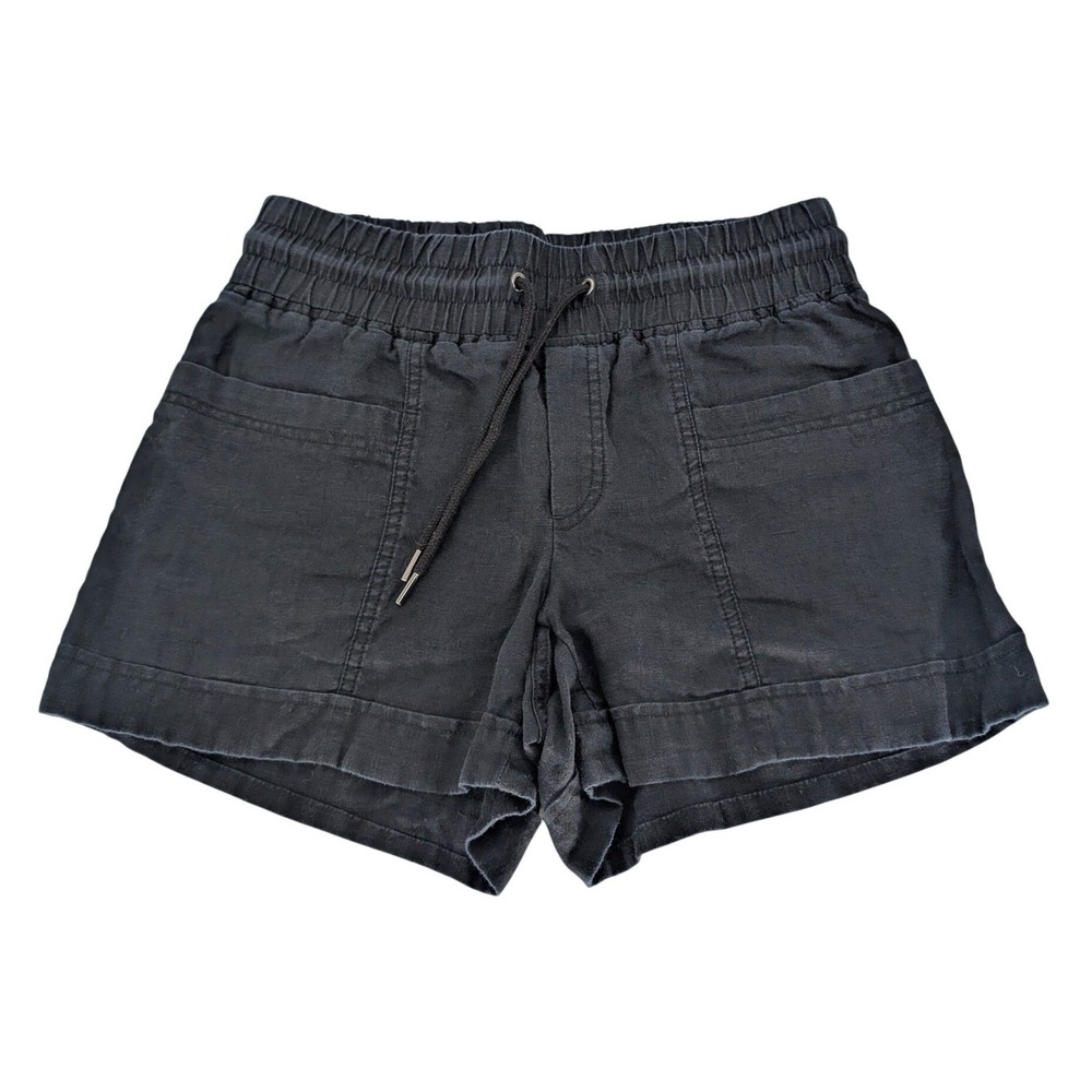 Athleta Cabo Linen 4" Short 4 Black Coastal Minimalist Casual Quiet Luxury Beach
